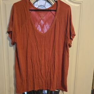 American Eagle Outfitters Burnt Orange V-Neck Tee